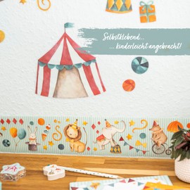 Papierdrachen Children's Border, Circus, Border, Children's Room, Wallpaper for Children, Beautifying Walls and Themed Rooms, Wall Decoration for Boys and Girls, Set of 3