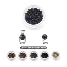 Medsuo 200pcs Silicone Lined Nano Rings Beads Links for Nano Tip Hair Extensions Nano Beads 3.0mm(OD) 1.0mm(ID) 2.0mm(L) 5 Color Optional - Black