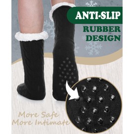 EBMORE Mens Fuzzy Socks Winter Cozy Fluffy Cabin Warm Fleece Soft Comfy Thick Non Slip Christmas Gift Stocking Stuffer for Men Home Socks(Black)