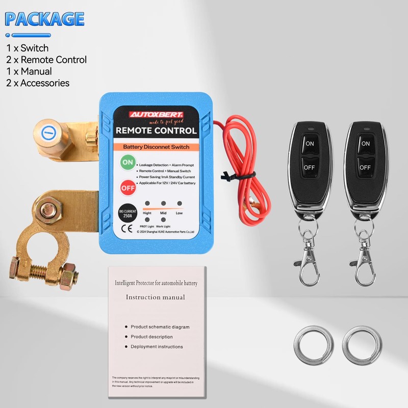 12V 240A Remote Battery Disconnect Relay w/Manual Switch - Automatic