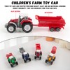 Set of 4 Mini Tractor Toy Cars, Tractor Set with