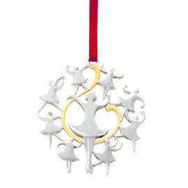 Nambe 12 Days of Christmas Ornament - Silver & Gold-Plated Holiday Decoration for Christmas Tree - Unique Christmas Tree Decorations, Festive Ornament for Seasonal Home Decor (Nine Ladies Dancing)