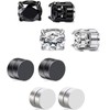 4 Pairs Magnetic Earrings, Stainless Steel Stud Earrings, Silver and
