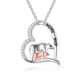 HARMONY BOLA Mother's Day Gift for Mother Meaningful Animal Heart Pendant Necklace Jewelry for Women, 18+2 Inch, Silver, Cubic Zirconia