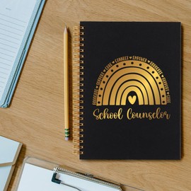 Thank You Gifts for School Counselor Mentor Teacher, Inspirational School Counselor Gifts for Women, Office Meeting Notebook for Work, Encouragement Educator Staff Gold Spiral Notebooks-LTJ07
