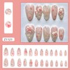 CJDLTS Pink Flower Press on Nails Medium Almond Shaped Artificial