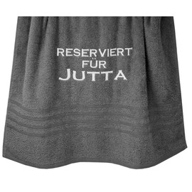 Lashuma London Bath Towel 70 x 140 cm Embroidered with Reserved for Name of Your Choice, Grey - Anthracite