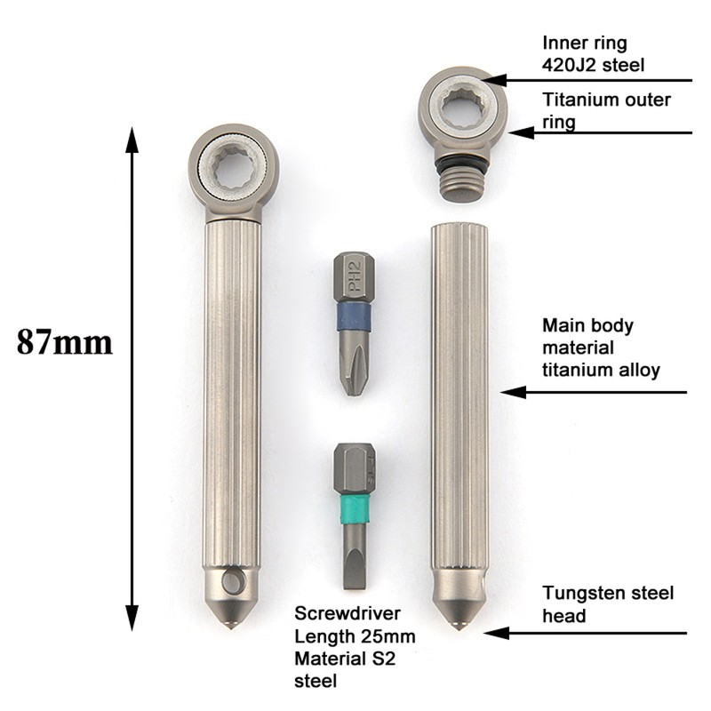 Manual Magnetic Modular Screwdriver with Replaceable Flathead and Crosshead Screwdriver