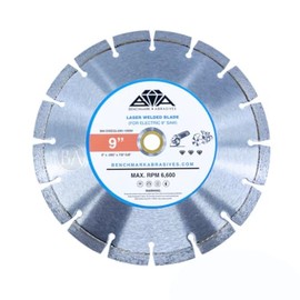 Benchmark Abrasives 9 Inch Hot Pressed Sintered Turbo Diamond Blade for Angle Grinder with Steel Core for Cutting Brick Ceramic Tile Granite Marble - 9” Circular Saw Concrete - (1 Piece)