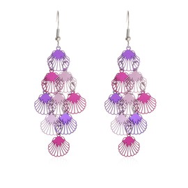 Shell Tassel Earrings for Women Girls Colorful Boho Style Dangle Drop Shell Earrings Lightweight Statement Earrings Summer Beach Jewelry Gift, Copper, copper