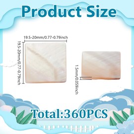 GOMAKERER Pack of 360 Mosaic Tiles Made of Natural Shells 19.5 ~ 20 x 19.5 x 2 mm Floral White Shell Cabochons Square Mosaic Mother of Pearl Pieces Shell Mosaic Tiles for DIY Main Decorations