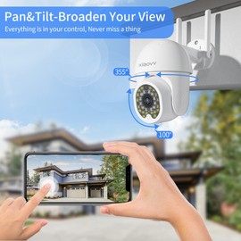 XIAOVV 2MP Outdoor Wired Wi-Fi Camera Outdoor ，Security Camera with HD 2.4G WiFi with Features Like Human Motion Tracking Security Cameras Wireless Outdoor Night Vision SD Card Storage.