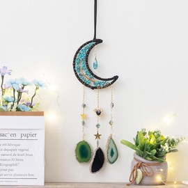 Creative Crescent Moon Design Hanging Decor, 1 Count Artificial Crystal Sun Catcher, Hanging Decor for Home Living Room Courtyard - Color: B, Specification: 1 count