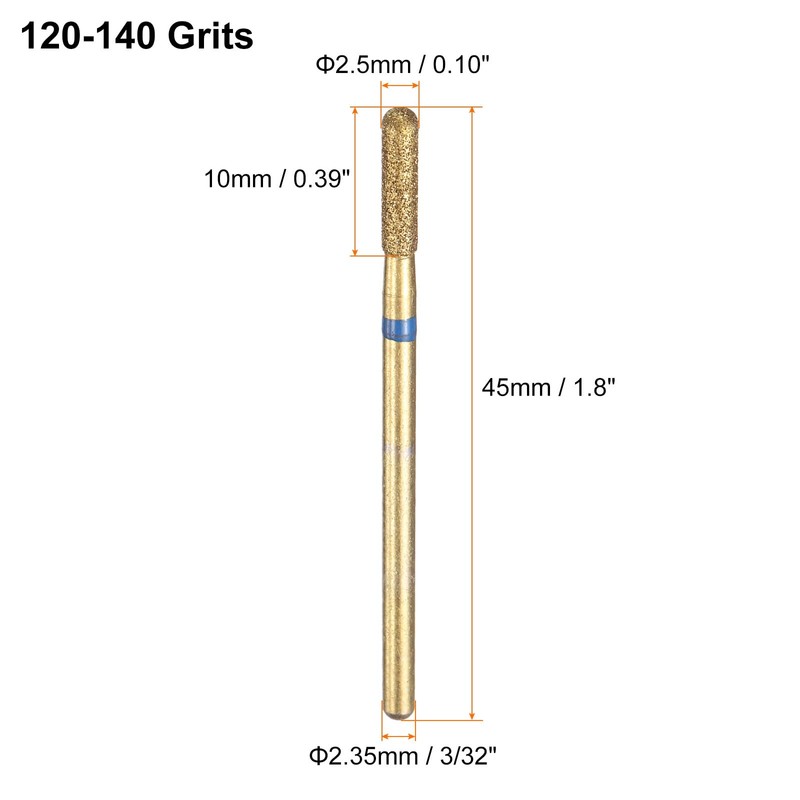 sourcing map 8pcs 120-140 Grits Diamond Grinding Bit 2.5mm Cylindrical