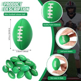 Foilswirl 16 Pcs Mini Foam Footballs Stress Ball 2.17 Inch Small Foam Sports Ball Bulk for Football Goodie Bag Stuffers School Carnival Reward Football Party Decorations(Green)