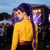 MORTICIA Long Purple Braided Ponytail Hair Accessory, 29 in Clip-On