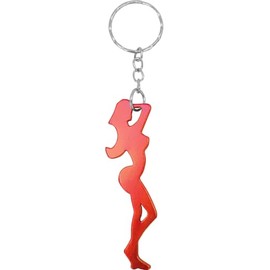 Square Deal Recordings & Supplies Red Woman Shaped Bottle Opener - 0.88" Metal Keychain