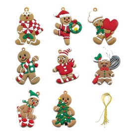 Qancekoo 8 PCS Fun Christmas Gingerbread Man Ornaments for Xmas Tree Decoration, Soft Pliable Gingerbread People with String, Hanging Xmas Gingerbread Decorations for Holiday Party Gift