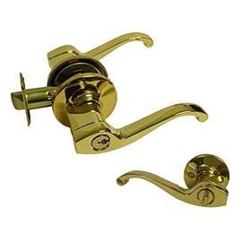 eBuilderDirect Polished Brass Entry Entrance Lock Door Lever Handle Knob Keyed Alike 835PB