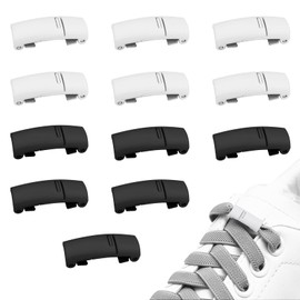 Hengxinchen Pack of 12 Magnetic White Shoelaces Quick Release Adult Shoelaces Closure Black Shoe Magnetic Quick Release Shoelaces for Trainers Casual Shoes, Black and White