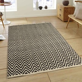 Glitzhome 60" L Large Modern Area Rug,Hand Woven Chevron Pattern Heavy Wool Rug,Floor Decor for Bedroom, Office, Living Room, Entryway, Hardwood Floors
