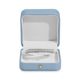 Oirlv Elegant Sky Blue Bracelet Gift Box Leather Bangle Box for Jewelry Gift White Velvet Interior Bangle Bracelet Storage