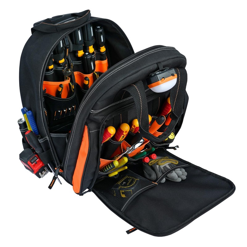MELOTOUGH LED-Light Rolling Tool bag with Telescoping Handle Heavy Duty