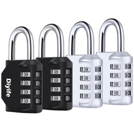 Combination Padlock, [4 Pack] Diyife 4 Digit Lock Combination, Padlock Weatherproof Outdoor for School Gym Locker, Shed, Fence, Hasp, Garage(Black&Silver)