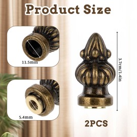 2PCS Antique Brass Lamp Cap Knob Lamps Finial Knob Retro Finial Decoration Lamps Head Decorative Cover for Lamp Shade Fit 3/8" and 1/4-27