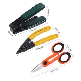 MECCANIXITY Optical Fiber Tool with Non-metallic Reinforced Fiber Optic Stripper, Three Hole Fiber Optic Stripper, Scissors for Fiber Optic Floor Cables (3 in 1)