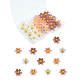 Pink Flower Push Pins，30 Pcs