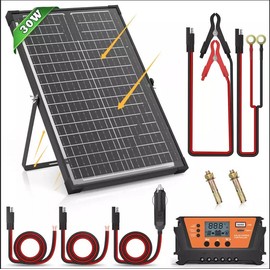 WERCHTAY Trickle Charger Battery 30W Bifacial Solar Panel Kit Controller Maintainer of RV