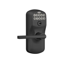 Schlage Plymouth Keypad Entry with Flex-Lock and Latitude LeverKnob, Matte Black, FE595 PLY 622 LAT