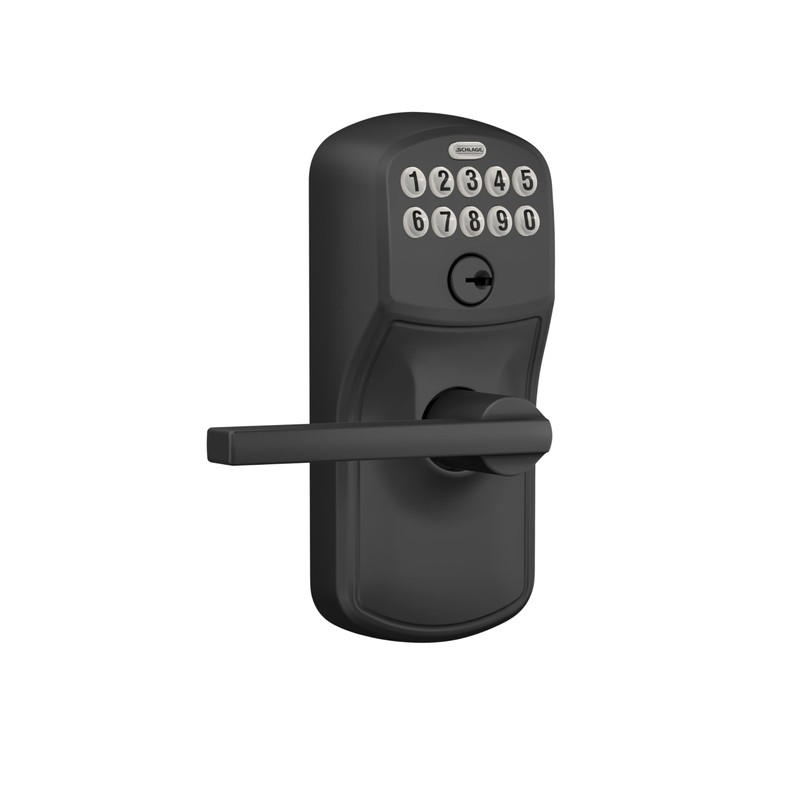 Schlage Plymouth Keypad Entry with Flex-Lock and Latitude LeverKnob, Matte