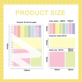 Multifunctional Combination Sticky Notes for Students - Organised Index Stickers, Expandable Sticky Notes for Notebooks, Marking & Categorising - Practical Sticky Labels for School & Study