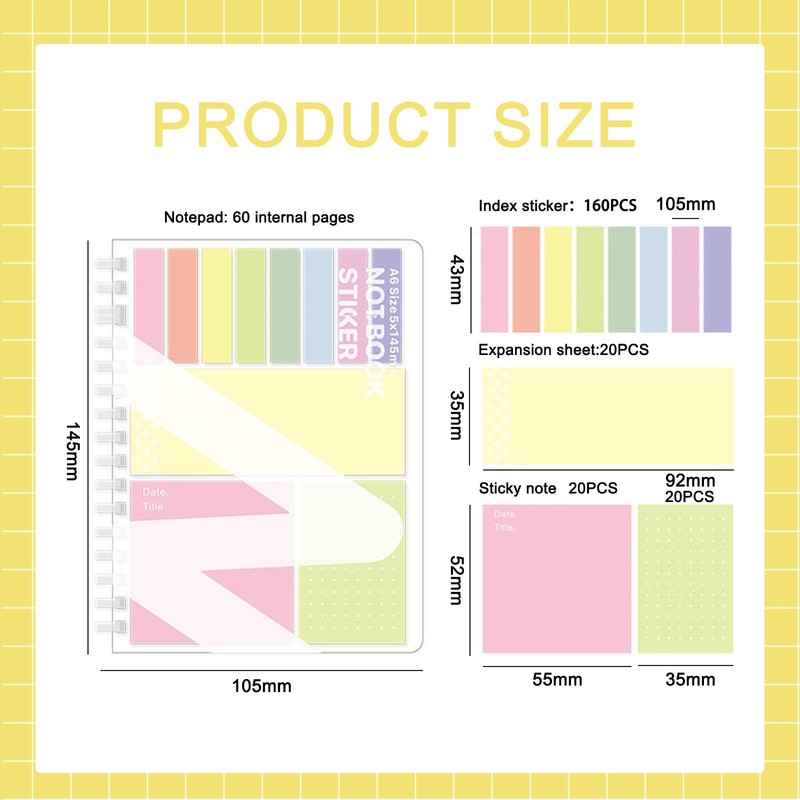 Multifunctional Combination Sticky Notes for Students - Organised Index Stickers,