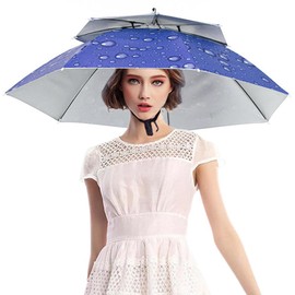 Outdoor Head Umbrella Hat Double Layer Foldable Head Umbrella Waterproof Breathable Fishing Umbrella Fishing Camping Hat