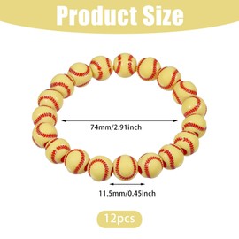 FREEBLOSS 12 Pcs Softball Charm Bracelet Player Gifts Elastic Beaded Bracelets for Softball Team Party Favors Birthday Gifts