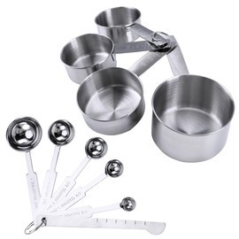 Stainless steel measuring cup and spoon with measuring ruler