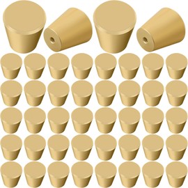 Therwen 50 Pcs Cabinet Knobs Brushed Brass Round Drawer Pulls Closet Door Knobs Mushroom Dresser Solid Hardware with Screws for Kitchen Cupboard Bedroom(Gold,0.98 Inch,Vintage)