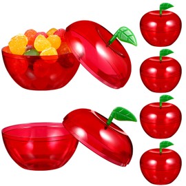 Healvian 12PCS Plastic Cookie Jar Apple Shape Candy Jar Chocolate Box Plastic Filled Bobbing Apple Containers Red Apple Favor Container for Party Wedding Christmas Tree Decorations