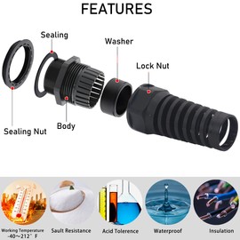 Cable Gland Spiral, Otdorpatio 5 Pack NPT 1" IP68 Waterproof Cord Grip Spiral Strain Relief Adjustable 18-25mm Plastic Cable Connectors Nylon Joints with Lock Nut and Gaskets