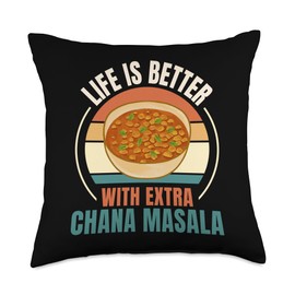 Vintage Life Is Better With Extra Chana Masala Food Lover Throw Pillow