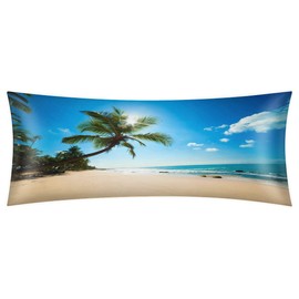Hawaii Beach 21x54 Body Pillow Case Cover Tropical Palm Tree Long Body Pillow Pillowcase Soft Breathable Satin Body Pillow Covers for Hair and Skin