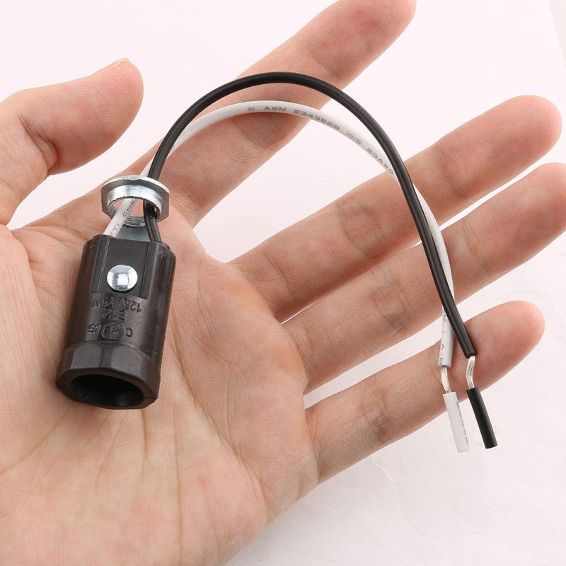 E-outstanding 6-Pack E12 Lamp Holder with 5.9 Inch Wire Leads,