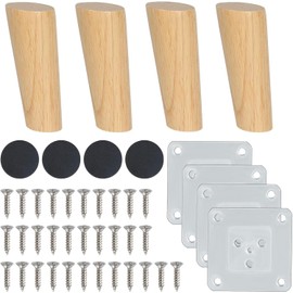 Qodiacl Pack of 4 Furniture Feet, Wood, 12 cm, Slanted Wooden Feet, Made of Solid Oak Wood, Table Legs, Cabinet Feet, Furniture Legs, Wooden Legs, Replacement Legs for Furniture, Cupboard, Legs, Couch