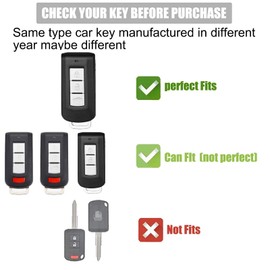 Gematay for Mitsubishi Key Fob Cover with Keychain Lanyard, Key Fob Protector Shell Compatible with 3 Buttons Outlander Lancer Eclipse Mirage Keyless Entry Smart Key Case