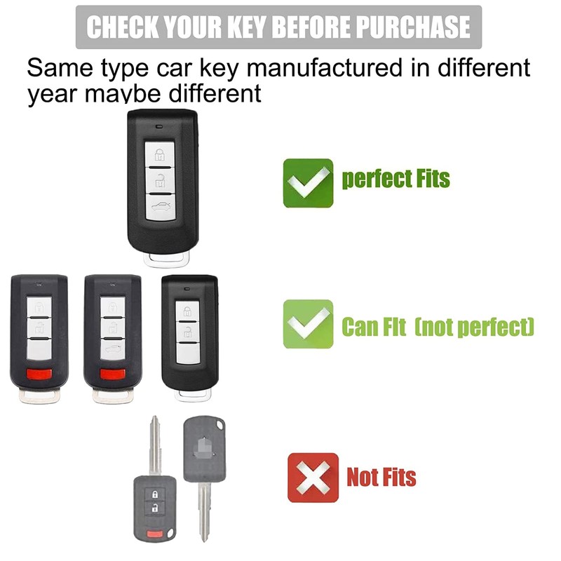 Gematay for Mitsubishi Key Fob Cover with Keychain Lanyard, Key
