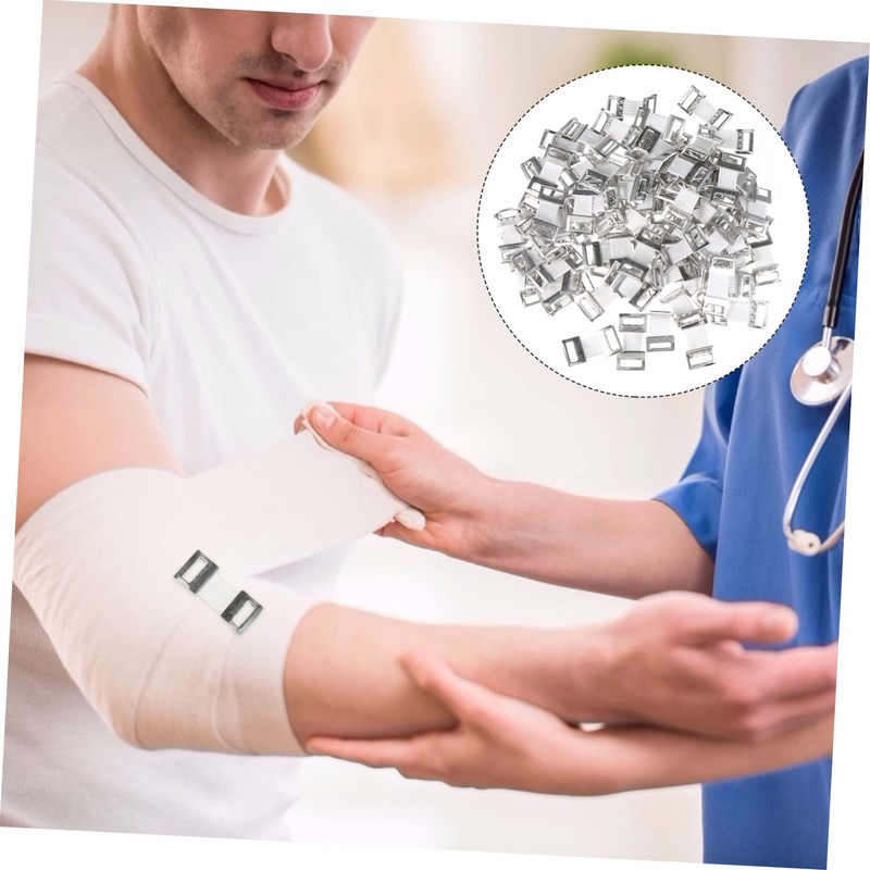 Healifty 100Pcs Bandage Clip Bandage Wrap Clips Stretch Metal Clips