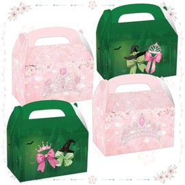 12PCS Pink and Green Birthday Party Decorations Candy Bags Pink and Green Witch Theme Goodie Bags for Party Supplies